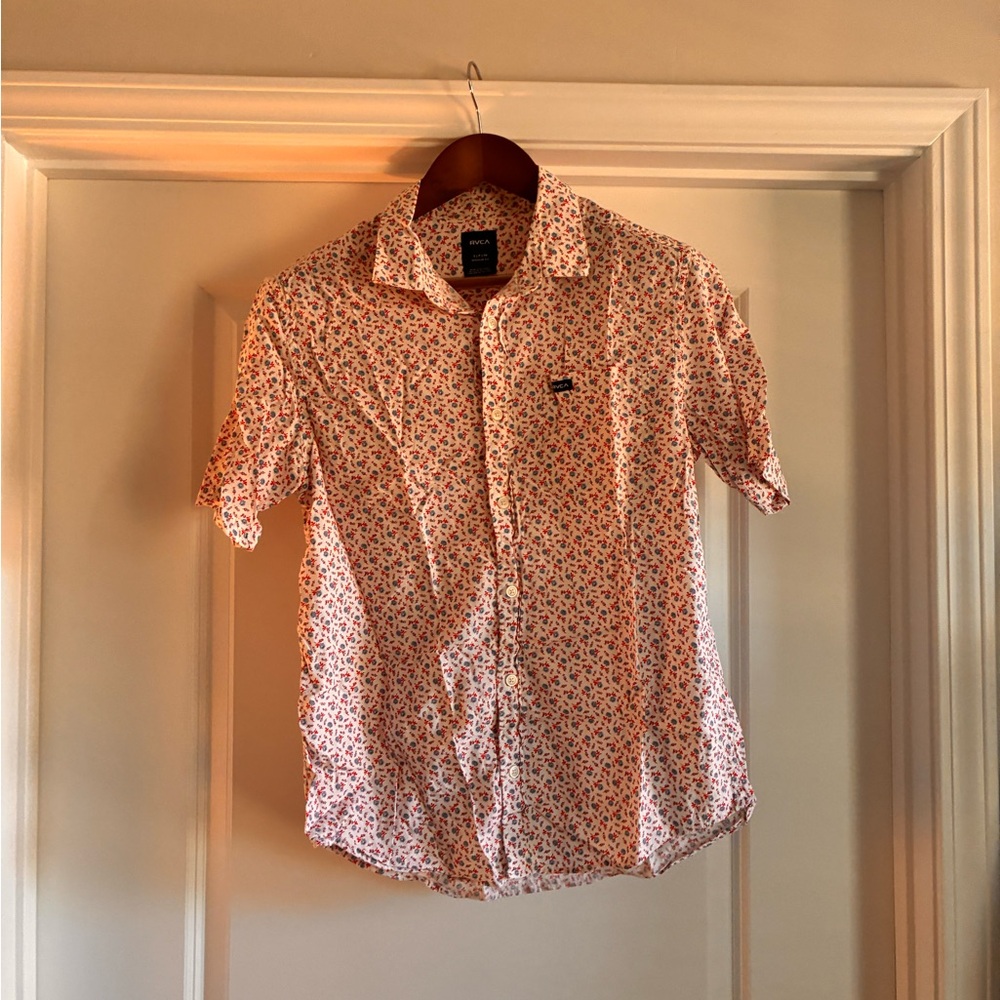 RVCA Red and White Floral Men's Shirt